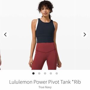 Lululemon power pivot tank true navy size 6